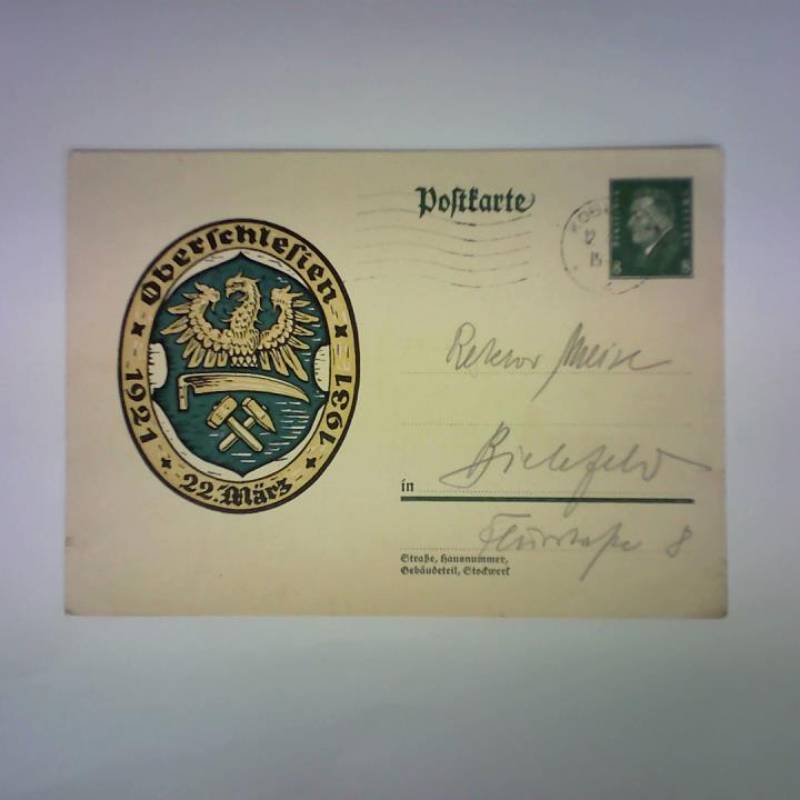(Oberschlesien) - Oberschlesien, 22. Mrz 1921 - 1931. Postkarte