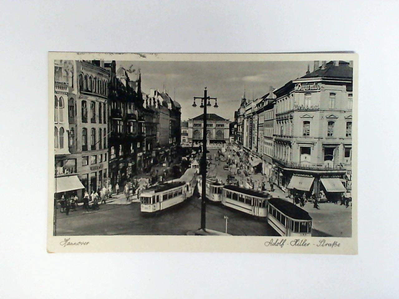 (Hannover) - Ansichtskarte: Hannover, Adolf-Hitler-Strae (Mit Straenbahnen)