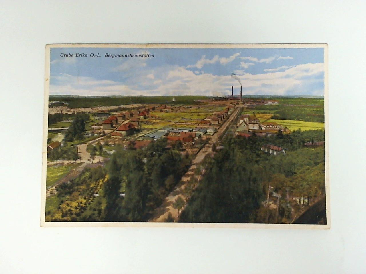 (Braunkohlegrube Erika) - Ansichtskarte: Grube Erika O.-L., Bergmannsheimsttten