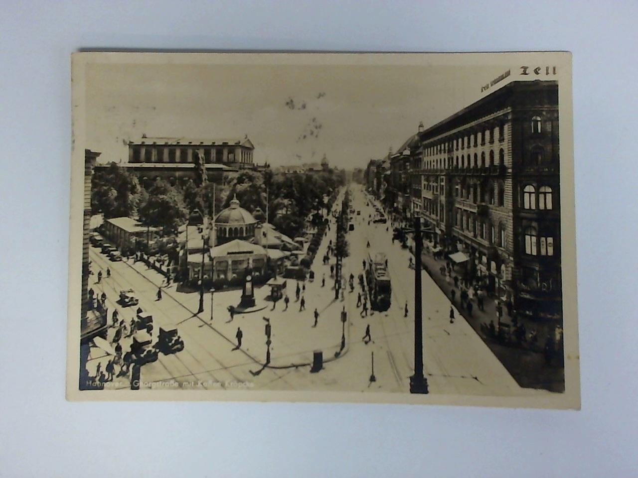 (Hannover) - Ansichtskarte / Reklamekarte: Hannover. Georgenstrae mit Kaffee Krpcke, (Inhaber: Mario Pfefferle)