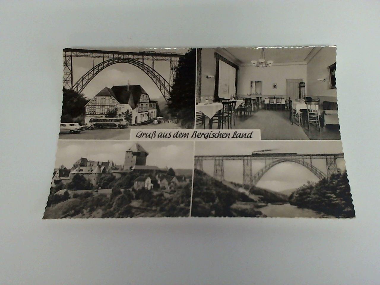 (Mngsten) - Ansichtskarte / Reklamekarte: Gru aus dem Bergischen Land. Deutschlands hchste Brcke mit Hotel Restaurant Zur Bergischen Schweiz, Mngsten a. d. Wupper, Inh. Willi Koburg