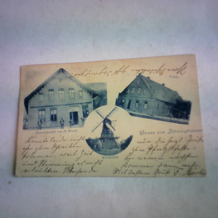 (Albringhausen/ OT Stadt Bassum) - Ansichtskarte: Gruss aus Albringhausen. Gastwirtschaft von H. Wendt. Schule. Windmhle.