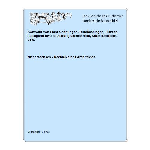 Konvolut von Planzeichnungen, Durchschlägen, Skizzen, beiliegend diverse Zeitungsausschnitte, Kalenderblätter, usw.